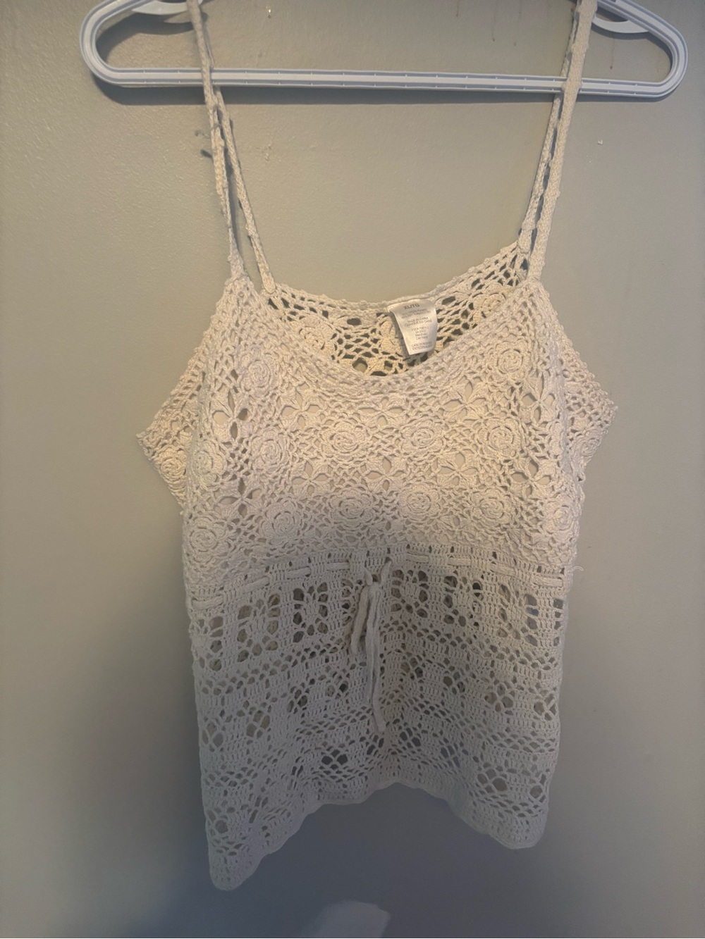 Vintage Cottagecore Bohemian Crochet Lace White Tank Top Prairie Size XL - Picture 4 of 7
